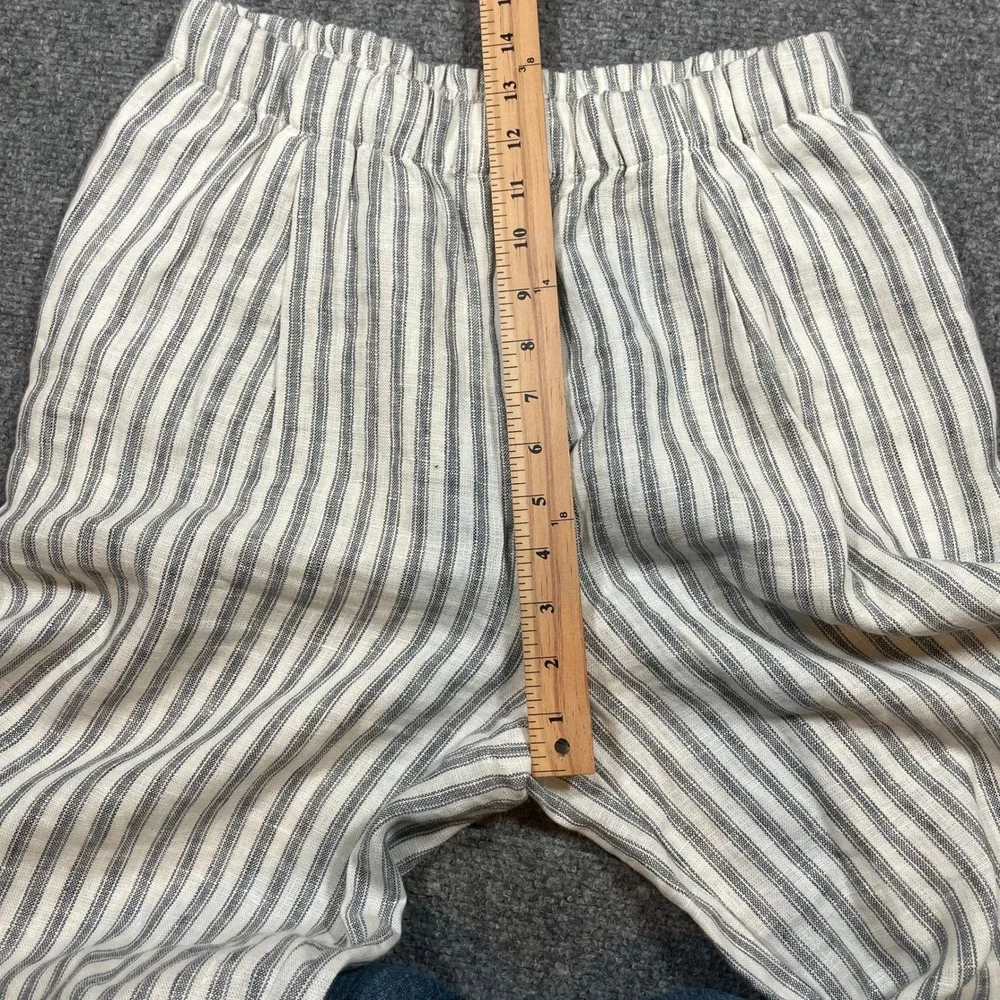 Reformation Wide Leg Linen Pant Fernando Women Small Petite Blue White Stripe